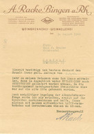 Bingen Rhein Deko Rechnung 1948 " A Racke Bingen Weinbrennerei Weinkellerei " - Lebensmittel
