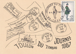 France - Journée Du Timbre 1967 Toulon - Carte Maximum - Journée Du Timbre
