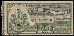 1928 BRASIL BRAZIL - LOTTERY TICKET TOMBOLA EM BENEFICIO DO ORPHANOTROPHIO - Lottery Tickets