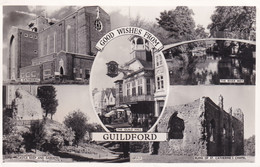 A18279 - GUILDFORD GOOD WISHES FROM GUILDFORD POST CARD USED 1960 STAMP SURREY QUEEN ELIZABETH OF ENGLAND STAMP - Surrey