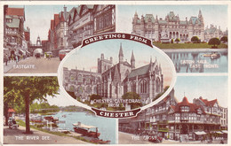 A18332 - GREETINGS FROM CHESTER VALENTINE'S POST CARD USED 1953 STAMP QUEEN ELIZABETH OF ENGLAND SENT TO ZURICH - Chester