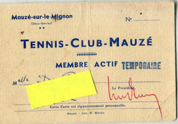 79 - Mauzé Sur Le Mignon : Carte Du Tennis Club - Mauze Sur Le Mignon