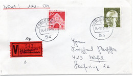 54693 - Bund - 1971 - 1DM Heinemann MiF A WBf KOBLENZ -> Wesel, M. V-Zettel Von "Koblenz-Ehrenbreitstein" - Lettres & Documents