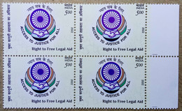 INDIA 2022 RIGHT TO FREE LEGAL AIDS, JUSTICE, LAW...MNH BLOCK OF FOUR - Neufs