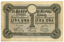 1 LIRA BANCO DI NAPOLI FEDE DI CREDITO 5° TIPO 01/09/1871 BB - Sonstige & Ohne Zuordnung