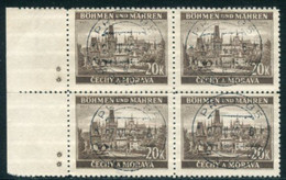 BOHEMIA & MORAVIA 1940 20 K. Marginal Block Of 4 With Two Stars Used.  Michel 61 - Gebruikt