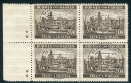 BOHEMIA & MORAVIA 1940 20 K. Marginal Block Of 4 With Two Stars Used.  Michel 61 - Used Stamps