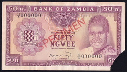 Sambia Zambia: 50 Ngwee 1969 O.A. - Specimen (P-9s / B109bs) - Zambie