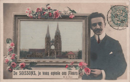 CPA De Soissons Je Vous Envoie Ces Fleurs - Carte Fantaisie Et Vue Circulée En 1906 - Soissons