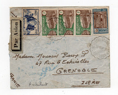 !!! CAMEROUN, LETTRE PAR AVION DE 1938 POUR GRENOBLE, CACHET AMBULANT BONABERI NKONGSAMBA - Brieven En Documenten