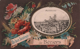 CPA Un Bon Souvenir De Béziers - Panorama - 1919 - Beziers
