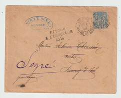 5541 Enveloppe + Lettre SEGRE Type Sage Notaire Huez Le Bourg D'Iré 1896 Retour à L'envoyeur Return To Sender Vignette - 1877-1920: Periodo Semi Moderno