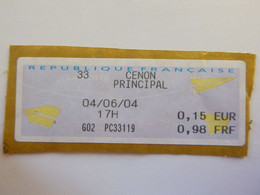 Timbre De Distributeur - Lisa - Avions En Papier - Cenon Principal - 2004 - France - 2000 Type « Avions En Papier »