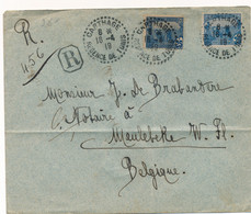 ENVELOPPE 1900 CARTHAGE REGENCE DE TUNIS  TO MEULEBEKE BELGIQUE       2 SCANS - Lettres & Documents