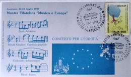 Cartolina Annullo Filatelico Mostra Filatelica Musica E Europa Lanciano 1989 - 1971-80: Storia Postale