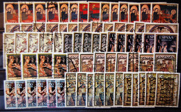 Espagne Spain - Accumulation Of 135 Stamps ( 2 Classification Cards )  "navidad"  Oblitérés - Verzamelingen