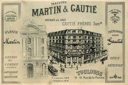 Toulouse * Maisons MARTIN & GAUTIE 70/72 Rue De La Pomme * Piano Instruments Musique * CPA Publicitaire - Toulouse