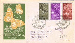 46796. Carta Certificada SANTA ISABEL (Guinea Española) 1958. Dia Del Sello Papillon, Mariposas - Guinea Española