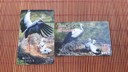 2 Storks Bird Phonecard  Used Rare - Arenden & Roofvogels