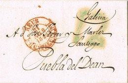 46801. Carta Entera REUS (Tarragona) 1845. Fechador Baeza Y Porteo Verde 12 De Galicia - ...-1850 Prefilatelia