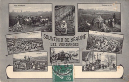 CPA France - Souvenir De Beaune - Les Vendanges - Vendangeurs - Diner - Pressoir - Oblitérée 14 Mai 1910 - Beaune