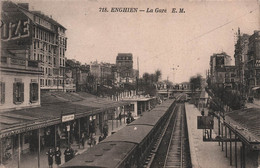 CPA Enghien - La Gare - E M - Train Wagon - Animé - Enghien Les Bains