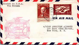 PORTUGAL CC PRIMER VUELO LISBOA USA VIA BOLAMA 1941 - Cartas & Documentos