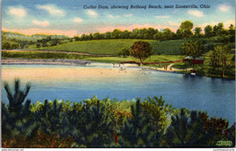 Ohio Zanesville Cutler Dam Showing Bathing Beach Curteich - Zanesville