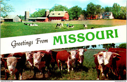 Greetings From Missouri With Farm Scene And Cattle - Souvenir De...
