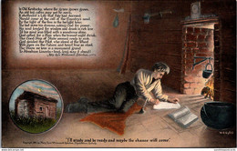 Young Abraham Lincoln Studying In Old Cabin Kentucky Curteich - Presidenti