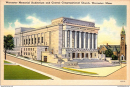 Massachusetts Worcester Memorial Auditorium And Central Congregational Church - Worcester