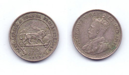 East Africa & Uganda Protectorates 25 Cents 1912 - Africa Oriental Y Protectorado De Uganda