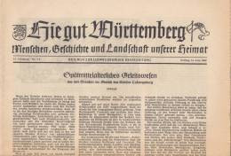 Hie Gut Württemberg, Geschichte Und Landschaft, Beilage Zur Ludwigsburger Kreiszeitung 14.6.1963, Ludwigsburg, Zabergäu - 2. Medio Evo