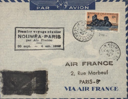 Cachet Premier Voyage Régulier Nouméa Paris Par Air France YT Nouvelle Calédonie 274 CAD Nouméa 30 SEPT 49 Par Avion - Briefe U. Dokumente