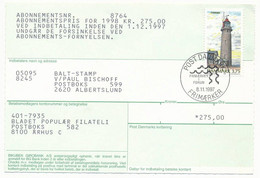 Mi 1132 Solo Postgiro Postcard / Lighthouse - 8 November 1997 Frimærker I Forum - Cartas & Documentos