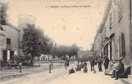 CPA France - Grigny - La Place - La Tour - L Eglise - Animée - Chien - Pouig Edition - Route - Grigny