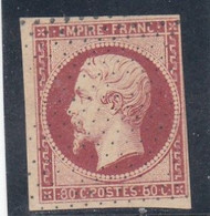 France - Année 1853/62 - N°YT 17A - Oblitération Pointillés Fins - 80c Carmin - 1853-1860 Napoleon III