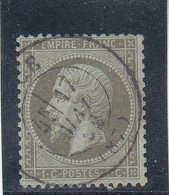 France - Année 1862 - N°YT 19  - Oblitération CàD - 1c Vert-olive - 1862 Napoleone III