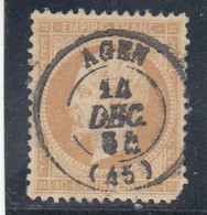 France - Année 1862 - N°YT 21  - Oblitération CàD. - 10c Bistre - 1862 Napoleon III