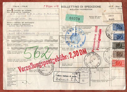 Paketkarte, Posthorn, Arco Ueber Bolzano Muenchen Velbert Nach Heiligenhaus 1973 (10921) - 1971-80: Storia Postale
