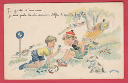 Illustrateur Janser ... Enfants , Trèfle à Quatre Feuilles ... Style Germaine Bouret  ( Voir Verso ) - Janser