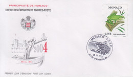 Enveloppe  FDC  1er  Jour   MONACO    Grenouille    2004 - Frogs