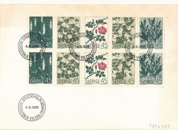 SERRIGE 1968  STOCKHOLM NORDISKA VILDBLOMMOR    BLOK  10  STAMPS - Lettres & Documents