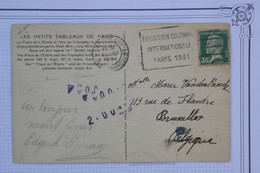 BE7 FRANCE   BELLE CARTE  1931 EXPO COLONIALE PARIS A BRUXELLES +ARC DE TRIOMPHE  +AFFRANCH.INTERESSANT - Cartas