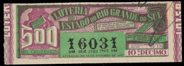 1951 BRAZIL BRASIL - LOTTERY TICKET BILHETE DE LOTERIA RIO GRANDE DO SUL - Lottery Tickets