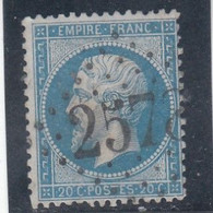 France - Année 1862 - N°YT 22 - Oblitération Losange G.C. - 20c Bleu - 1862 Napoléon III.