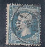 France - Année 1862 - N°YT 22 - Oblitération CàD Bureau De Passe - 20c Bleu - 1862 Napoléon III.
