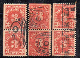 OM5 - STATI UNITI 1917 , Espressi : Tre Coppie Verticali Usate . Dent 11 (1 Lato ND) - Taxe Sur Le Port