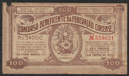 1926 BRAZIL BRASIL - LOTTERY TICKET BILHETE DE LOTERIA - CONCURSO BENEFICENTE DA FEDERAÇAO CIRCENSE - Lottery Tickets