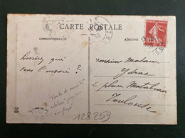 CP FOIX TP SEMEUSE 10c Perforé CL OBL.3-11 10 FOIX ARIEGE (09) à Mme YDRAC TOULOUSE - Storia Postale